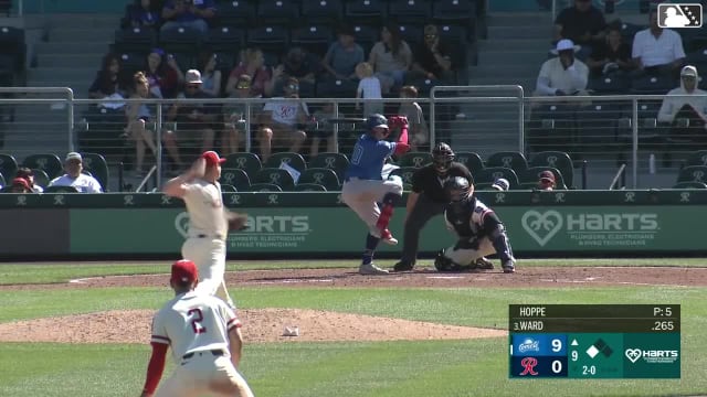 Ryan Ward singles on a ground ball to shortstop Leo Rivas. James Tibbs III scores.