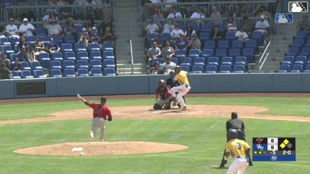 Emil Morales triples (1) on a line drive to right fielder Derek Bernard. Anson Aroz scores. Joendry Vargas scores.