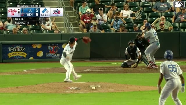 Elijah Hainline singles on a sharp line drive to left fielder Jay Thomason. Taylor Young scores. Josue De Paula to 3rd.