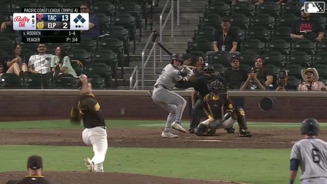 Brock Rodden hits a grand slam (4) to right field. Alejo Lopez scores. Colt Emerson scores. Brennen Davis scores.