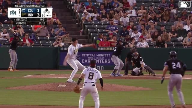Ralphy Velazquez doubles (7) on a line drive to left fielder Ronny Simon. Juan Brito scores.