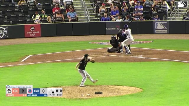Ariel Armas triples (1) on a line drive to right fielder Dalton McIntyre. Karson Simas scores.