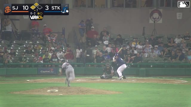 Drew Burress singles on a soft ground ball to third baseman Dario Reynoso. Max Durrington scores.