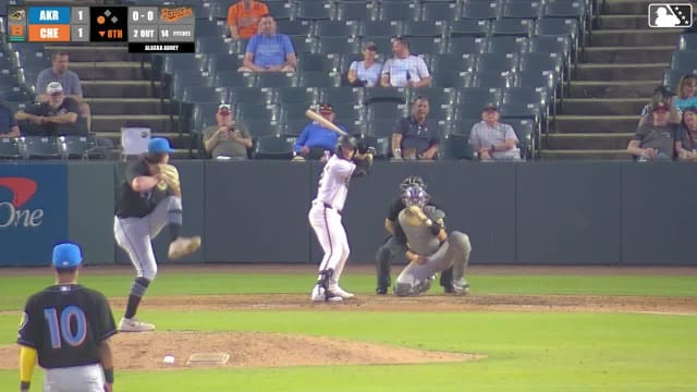 Ethan Anderson homers (9) on a fly ball to center field. Aron Estrada scores.