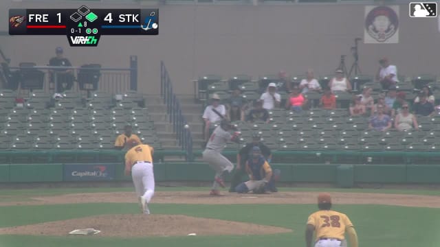Wilder Dalis doubles (15) on a fly ball to center fielder Bobby Blandford. Derek Bernard scores.