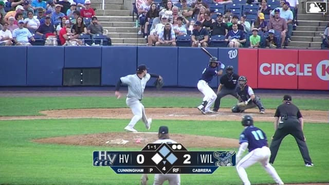 Yeremy Cabrera doubles (7) on a fly ball to center fielder Camden Troyer. Elijah Nunez scores. Eli Willits to 3rd.