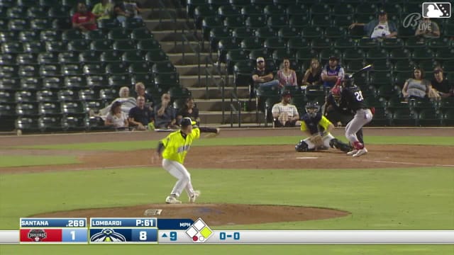 Paulino Santana triples (1) on a sharp fly ball to left fielder Daniel Lopez. Angel Arredondo scores.