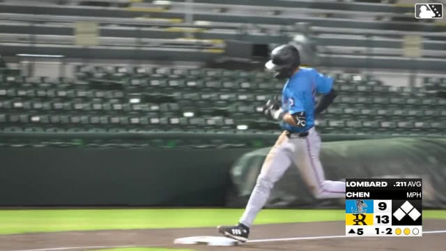 Jacob Lombard hits third pro homer