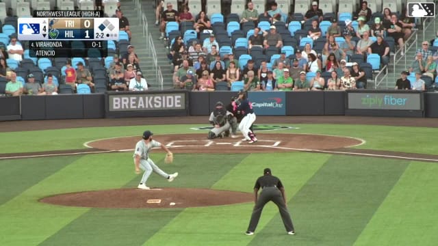 Carlos Virahonda doubles (8) on a soft line drive to left fielder Kevyn Castillo. JD Dix scores.