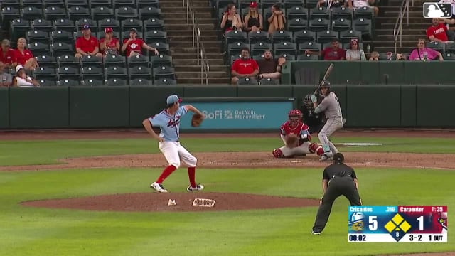 Demetrio Crisantes singles on a ground ball to left fielder Tre Richardson III. Junior Franco scores. Cristofer Torin scores. Trent Youngblood to 2nd.