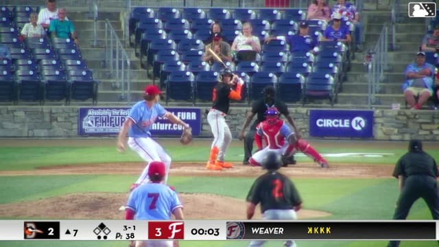 DJ Layton singles on a line drive to center fielder Gavin Fien. Jaiden Lo Re scores.