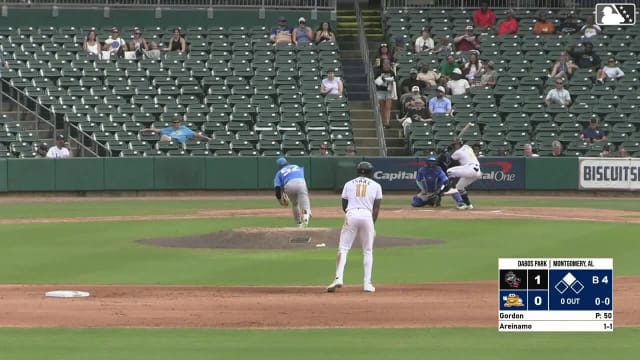 Jadher Areinamo doubles (6) on a line drive to left fielder David Calabrese. Xavier Isaac scores.