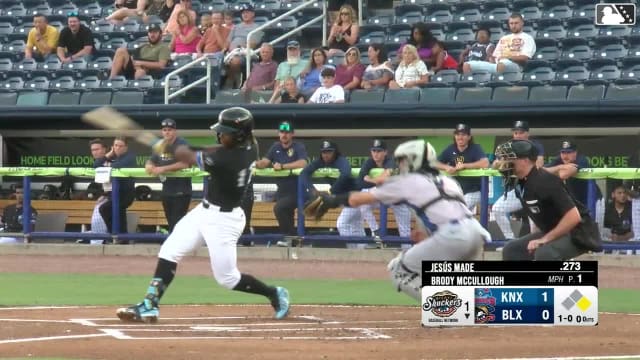 Jesús Made doubles (22) on a line drive to right fielder Alex Ramírez. Dylan O'Rae scores.
