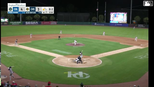 Yandel Ricardo triples (6) on a line drive to right fielder Nicandro Aybar. Roni Cabrera scores.