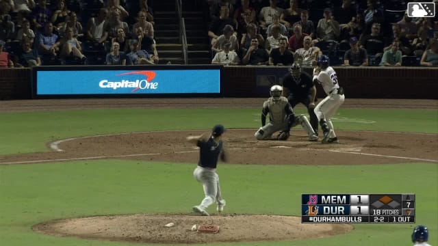 Homer Bush Jr. singles on a line drive to center fielder Victor Scott II. Kenny Piper scores.