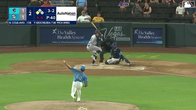 Zach Cole singles on a ground ball to right fielder Brayan Buelvas. Zach Dezenzo scores.