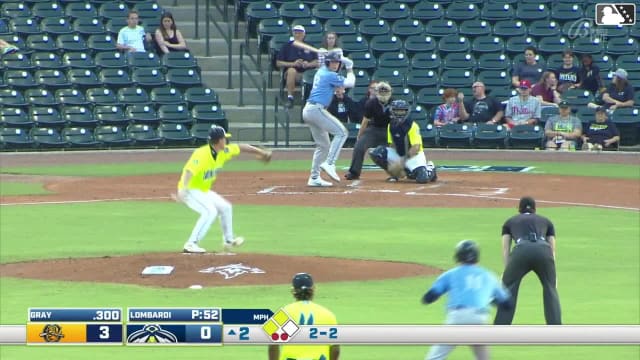 Taitn Gray singles on a ground ball to center fielder Sean Gamble. Grady Emerson scores. Cooper Flemming scores.