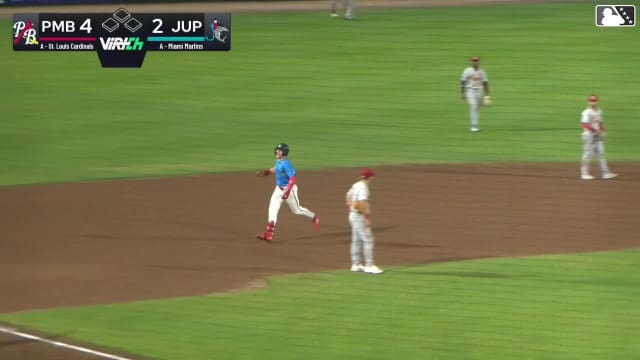 PJ Morlando's first professional hit is a homer