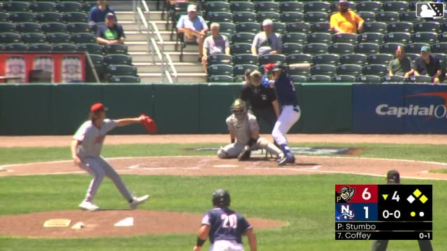 Cutter Coffey doubles (9) on a line drive to right fielder Ivan Brethowr. Aaron Parker scores. Victor Arias to 3rd.