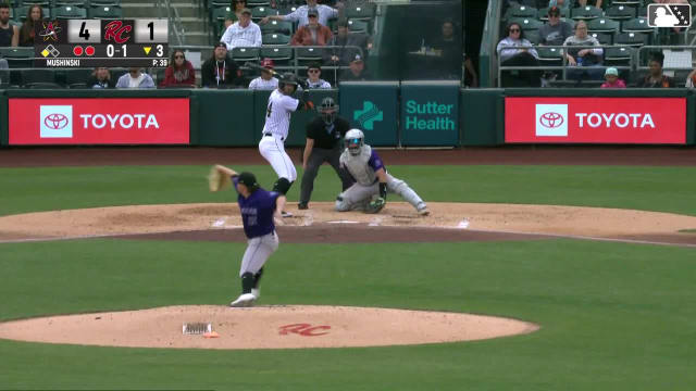 Bryce Eldridge singles on a fly ball to right fielder Sterlin Thompson. Nate Furman scores.