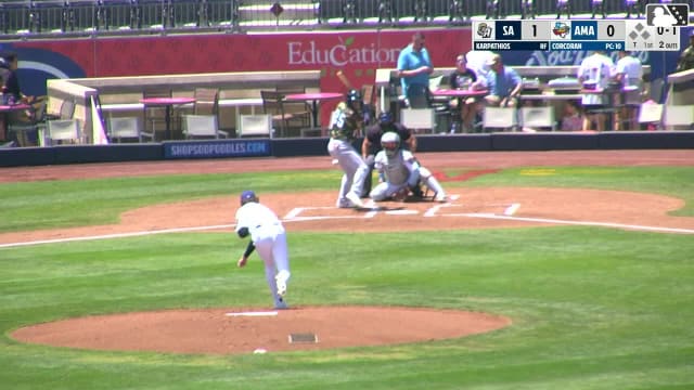 Braedon Karpathios homers (11) on a fly ball to left center field.