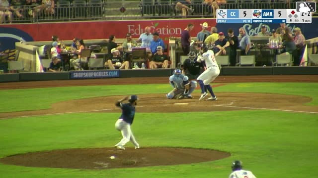 Avery Owusu-Asiedu singles on a ground ball to center fielder Justin Thomas Jr. Cristofer Torin scores.