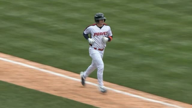 Jacob Reimer swats his home run of the season