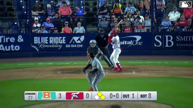 Raylin Heredia singles on a ground ball to left fielder Frederick Bencosme. Raider Tello scores. Bryan Rincon to 3rd. Raylin Heredia to 2nd.