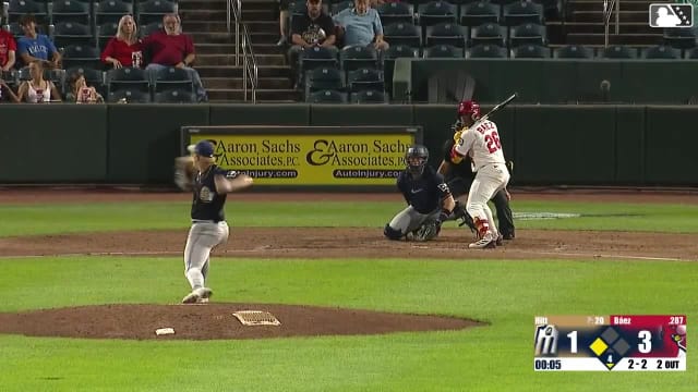 Jesús Báez doubles (6) on a sharp line drive to left fielder Albert Fabian. Tai Peete scores.