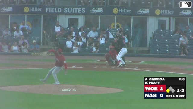 Cooper Pratt doubles (1) on a line drive to right fielder Allan Castro. Jett Williams scores.