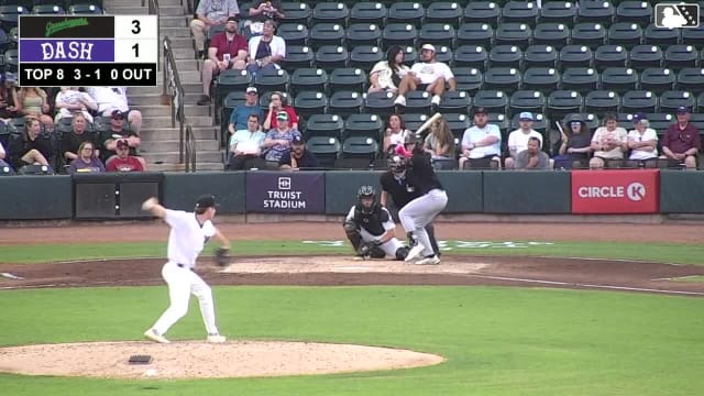 Easton Carmichael homers (11) on a fly ball to center field.