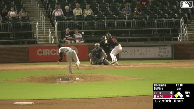 Anthony DePino hits a ground-rule double (9) on a fly ball to right-center field. Caleb Bonemer scores.