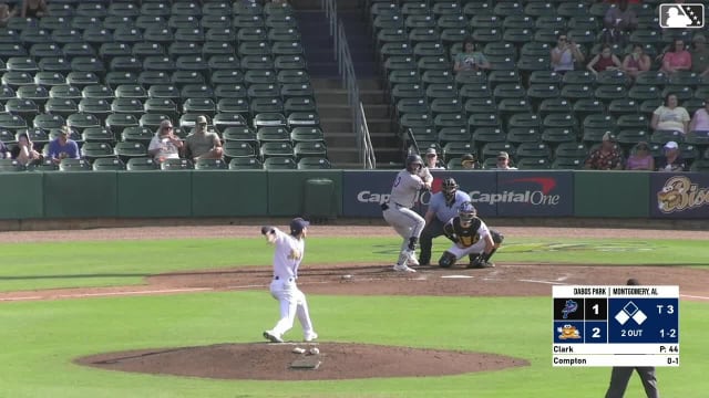 Brandon Compton singles on a line drive to center fielder Theo Gillen. Adrian Santana scores. Juan Matheus to 3rd.