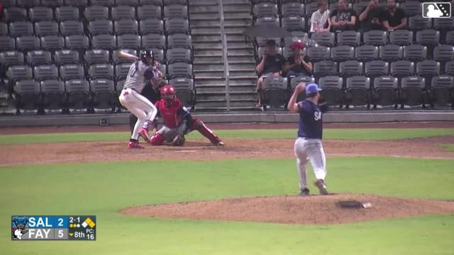Kevin Alvarez singles on a soft ground ball to right fielder Anderson Fermin. Logan Hughes scores. Kam Durnin to 3rd.