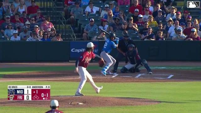 Leo De Vries homers (10) on a fly ball to left center field.