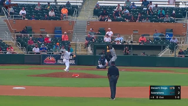 Jhonny Severino flies out to right fielder Zyhir Hope.