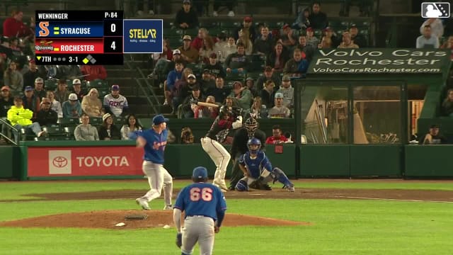 Abimelec Ortiz singles on a ground ball to center fielder Cristian Pache. Yohandy Morales scores.