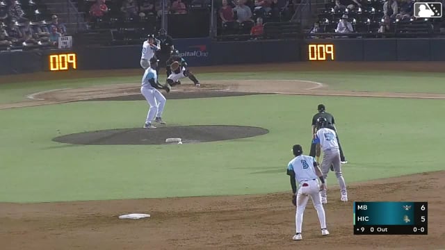 Josiah Hartshorn singles on a soft ground ball to center fielder Marcos Torres. Alexis Hernandez scores.