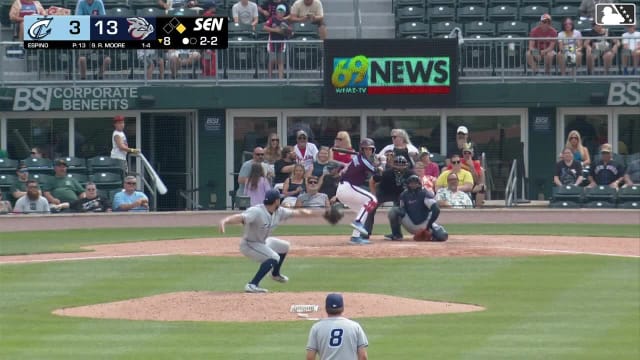 Robert Moore strikes out on a foul tip.