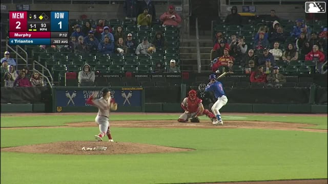James Triantos triples (1) on a sharp line drive to center fielder Joshua Báez. BJ Murray scores.