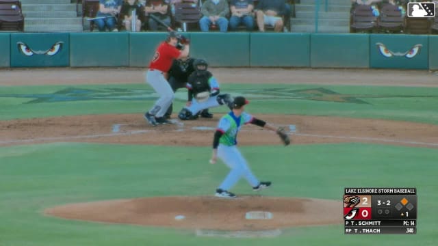 Tanner Thach singles on a fly ball to left fielder Qrey Lott. Roldy Brito scores.