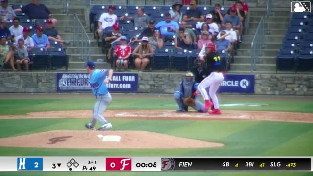 Gavin Fien homers (8) on a fly ball to left field.