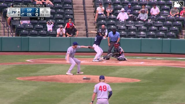 Ralphy Velazquez homers (16) on a fly ball to center field.