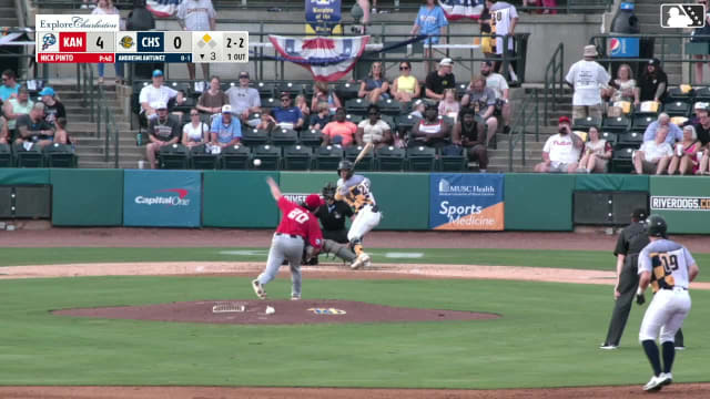 Andreimi Antunez triples (1) on a line drive to left fielder Braden Holcomb. Jack Lines scores.