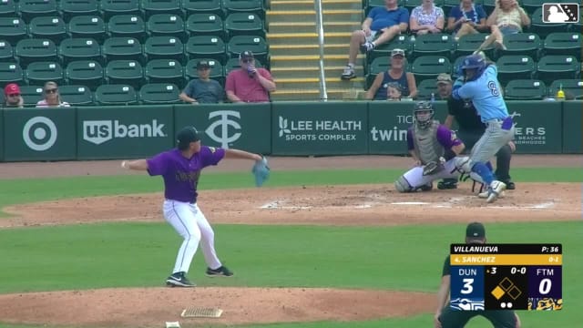 Juan Sanchez doubles (12) on a fly ball to center fielder Merphy Hernandez. JoJo Parker scores.