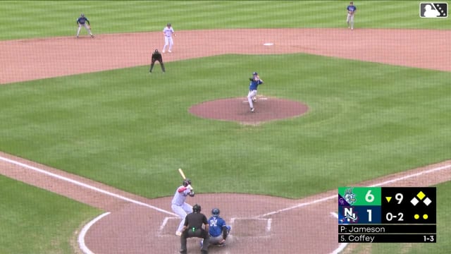 Cutter Coffey triples (4) on a line drive to right fielder GJ Hill. Carter Cunningham scores.