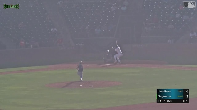 Luke Hill homers (1) on a fly ball to left field.