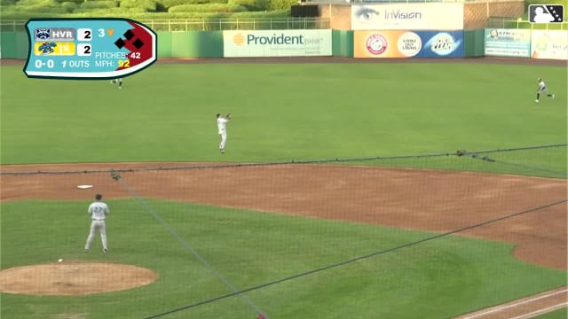 Core Jackson makes a nice defensive play off of mound