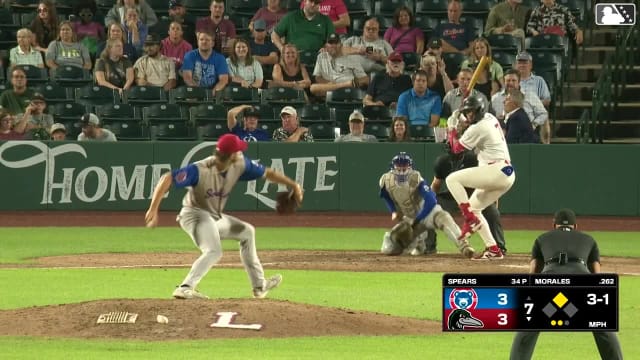 Emil Morales singles on a sharp line drive to left fielder Kade Snell. Eduardo Quintero scores.