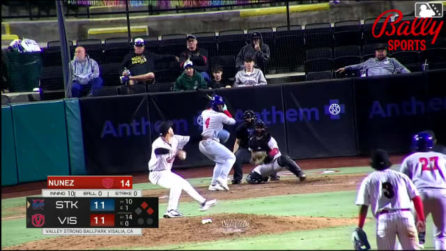 Breyson Guedez singles on a sharp line drive to left fielder Pedro Catuy. Bobby Blandford scores. Bryan Andrade to 2nd.